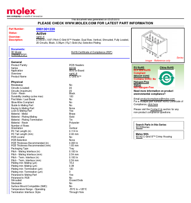 90130-1220 Datasheet PDF Molex Connectors