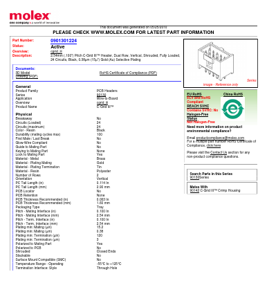 90130-1224 Datasheet PDF Molex Connectors