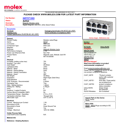 85727-1003 Datasheet PDF Molex Connectors