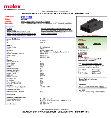 436400301 Datasheet PDF Molex Connectors