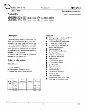MSU2955C40 Datasheet PDF Mosel Vitelic Corporation 