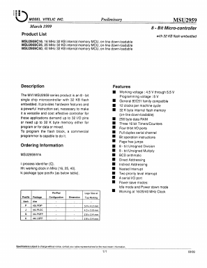 MSU2959C16 Datasheet PDF Mosel Vitelic Corporation 