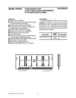 V436516Z04VATG-10PC Datasheet PDF Mosel Vitelic Corporation 