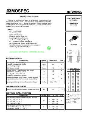 MBR20100CL Datasheet PDF Mospec Semiconductor