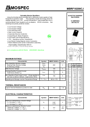MBRF10200CJ Datasheet PDF Mospec Semiconductor