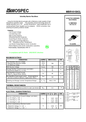 MBR10150CL Datasheet PDF Mospec Semiconductor