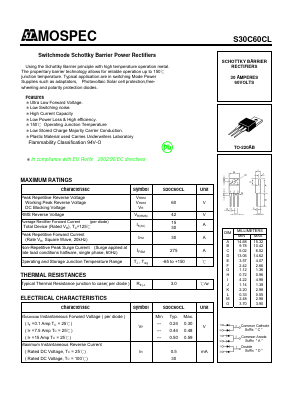 S30C60CL Datasheet PDF Mospec Semiconductor