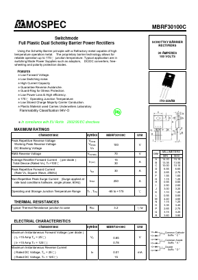 MBRF30100C Datasheet PDF Mospec Semiconductor