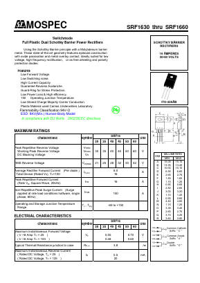 SRF1630 Datasheet PDF Mospec Semiconductor