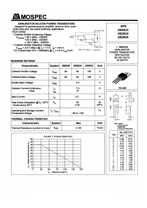 2SD634 Datasheet PDF Mospec Semiconductor