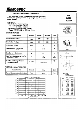 BU326A Datasheet PDF Mospec Semiconductor