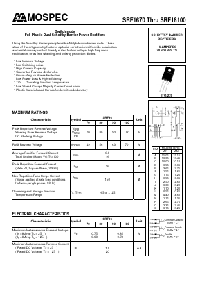 SRF16100 Datasheet PDF Mospec Semiconductor