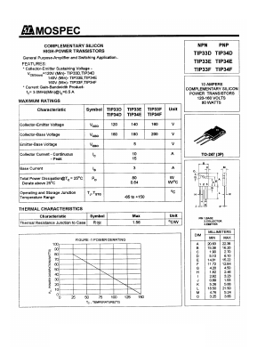 TIP34D Datasheet PDF Mospec Semiconductor