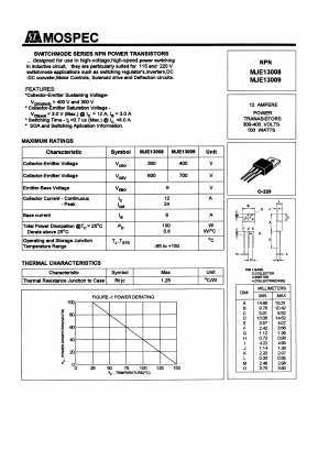 MJE13008 Datasheet PDF Mospec Semiconductor