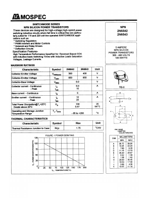 2N6543 Datasheet PDF Mospec Semiconductor