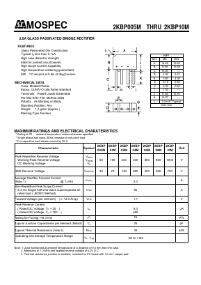 2KBP005M Datasheet PDF Mospec Semiconductor