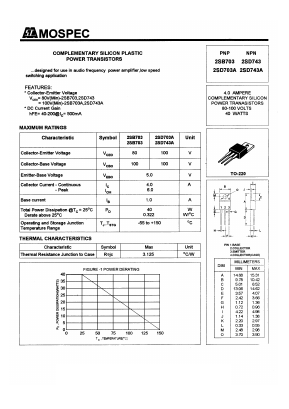 2SD703 Datasheet PDF Mospec Semiconductor