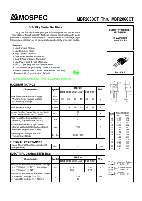 MBR2060CT Datasheet PDF Mospec Semiconductor