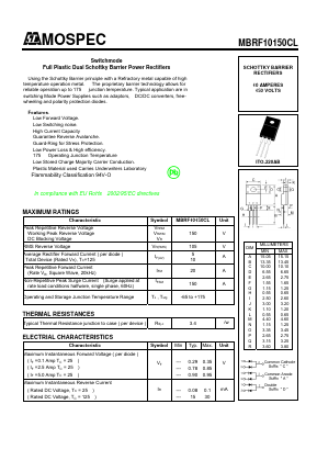 MBRF10150CL Datasheet PDF Mospec Semiconductor