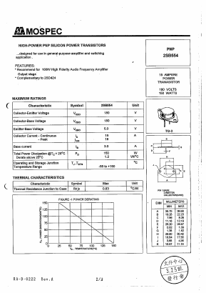 2SB554 Datasheet PDF Mospec Semiconductor