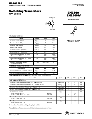 2N2369 Datasheet PDF Motorola => Freescale