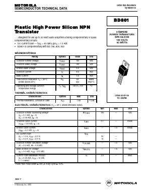 BD801 Datasheet PDF Motorola => Freescale