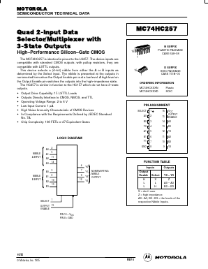 MC74HC257 Datasheet PDF Motorola => Freescale