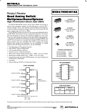 MC54HC4016A Datasheet PDF Motorola => Freescale
