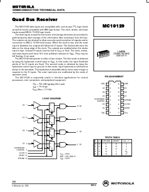 MC10129L Datasheet PDF Motorola => Freescale