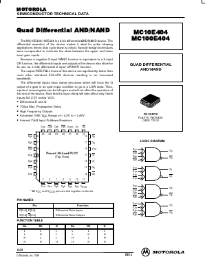 MC100E404 Datasheet PDF Motorola => Freescale