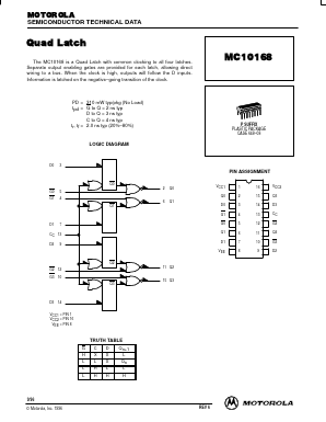 MC10168P Datasheet PDF Motorola => Freescale