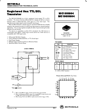 MC100H604 Datasheet PDF Motorola => Freescale