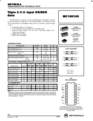 MC10H105P Datasheet PDF Motorola => Freescale