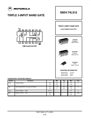 SN54LS12J Datasheet PDF Motorola => Freescale