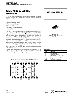 MC100LVEL92 Datasheet PDF Motorola => Freescale