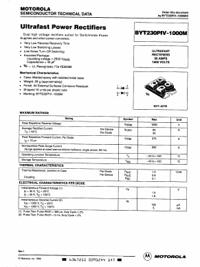 BYT230PIV-1000M Datasheet PDF Motorola => Freescale