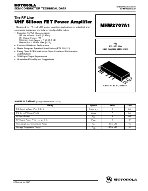 MHW2707A1 Datasheet PDF Motorola => Freescale