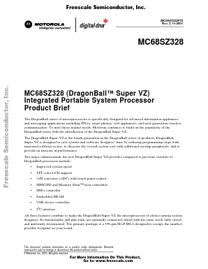 MC68SZ328 Datasheet PDF Motorola => Freescale