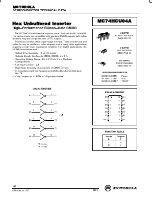 MC74HCU04A Datasheet PDF Motorola => Freescale