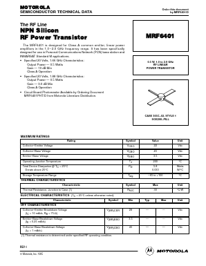 MRF6401 Datasheet PDF Motorola => Freescale