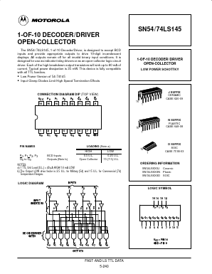 74LS145 Datasheet PDF Motorola => Freescale