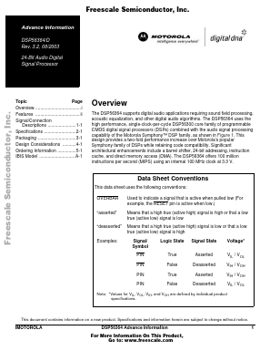 DSP56300FM Datasheet PDF Motorola => Freescale