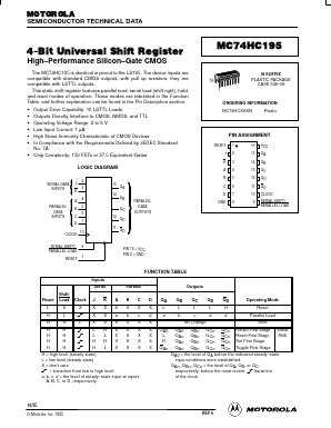 MC74HC195 Datasheet PDF Motorola => Freescale