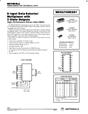 MC74HC251 Datasheet PDF Motorola => Freescale