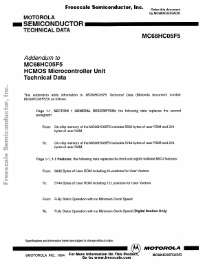 MC68HC05F5 Datasheet PDF Motorola => Freescale