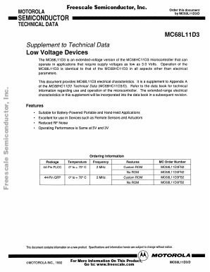 MC68L11D3 Datasheet PDF Motorola => Freescale