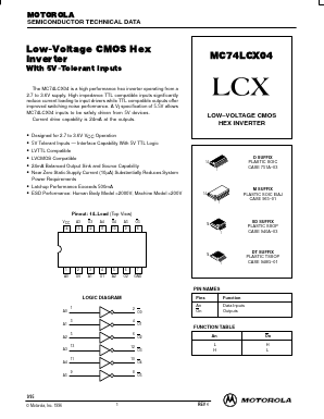 MC74LCX04 Datasheet PDF Motorola => Freescale