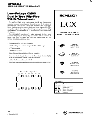 MC74LCX74 Datasheet PDF Motorola => Freescale