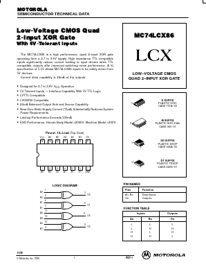 MC74LCX86 Datasheet PDF Motorola => Freescale