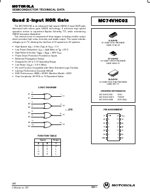 MC74VHC02DT Datasheet PDF Motorola => Freescale